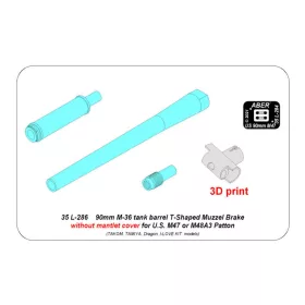   Aber Models - 90 mm M-36 tank barrel T-shaped Muzzle Brake without mantlet cover for U.S. M47 and M48A3 Patton