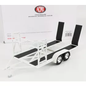   Acmemodels - ACCESSORIES CARRELLO TRASPORTO AUTO 2-ASSI - CAR TRANSPORTER TRAILER - CAR NOT INCLUDED WHITE BLACK