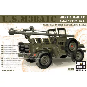   AFV-Club - U.S. M38A1C w/ M40A1 106mm Recoiless Rifle harcjármű makett