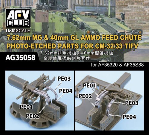 AFV-Club - 7.62mm MG & 40mm GL AMMO FEED CHUTE PE for CM-32/33 TIFV