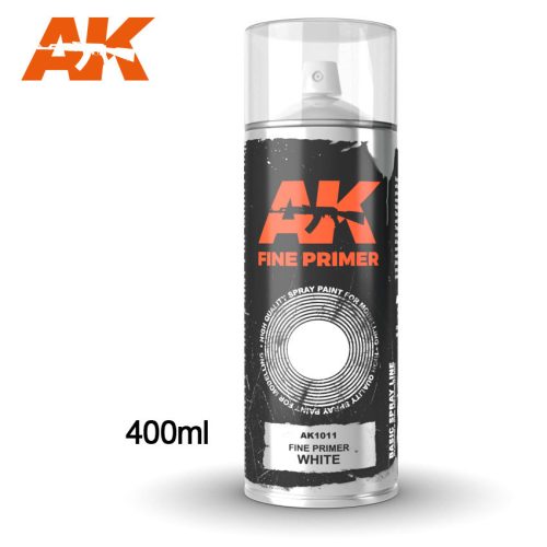AK Interactive - Fine Primer White - Spray 400Ml (Includes 2 Nozzles)