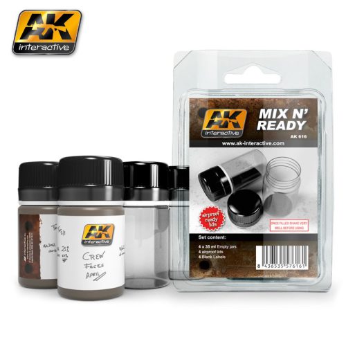 AK Interactive - Mix N Ready - Enamel (4 Empty 35Ml Jars Whith Labels)