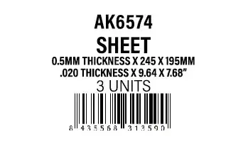 AK Interactive - 0.5mmthickness x 245 x 195mm - STYRENE SHEET