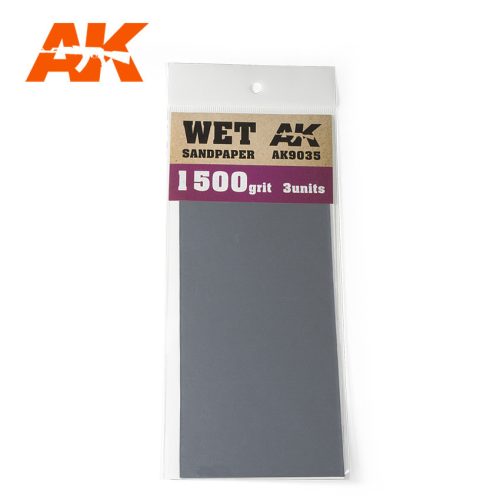 AK Interactive - Wet Sandpaper 1500 Grit. 3 units
