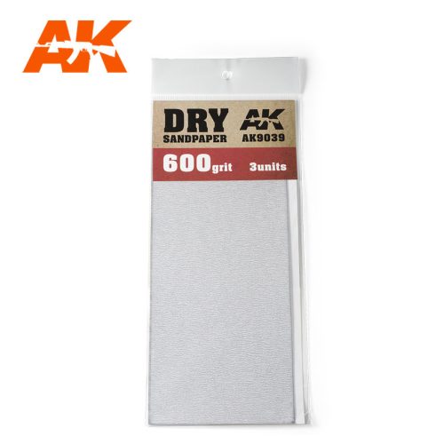 AK Interactive - Dry Sandpaper 600 Grit. 3 units