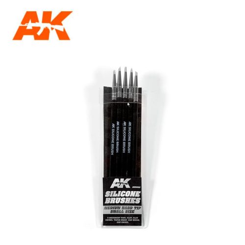 AK Interactive - Set Of 5 Silicone Brushes Medium Hard Tip Small