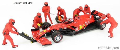 American Diorama - Figures F1  Set 1 2020 - Diorama Pit-Stop Set 7 X Meccanici - Mechanics - With Decals Red