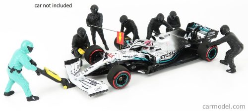 American Diorama - Figures F1 Set 1 2020 - Diorama Pit-Stop Set 7 X Meccanici - Mechanics - With Decals Black Green