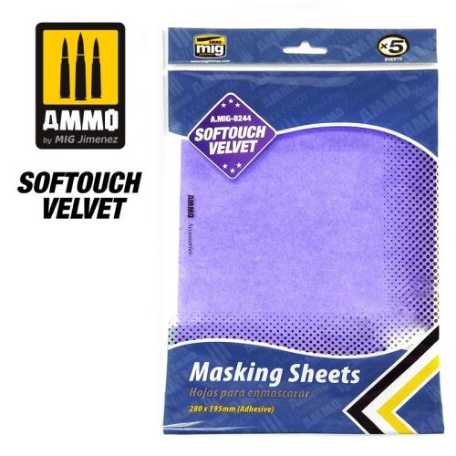 AMMO - Softouch Velvet Masking Sheets (X5 Sheets, 280Mm X 195Mm, Adhesive)