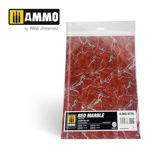 AMMO - Red Marble. Round Die-cut for Bases for Wargames - 2 pcs
