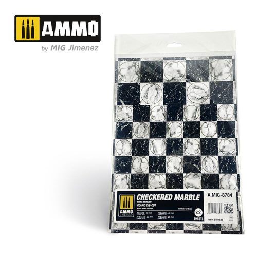 AMMO - Checkered Marble. Round Die-cut for Bases for Wargames - 2 pcs.