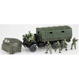   Aoshima - JGSDF 3 1/2 TON TRUCK WITH ADDITIONAL ARMOR AND 6 FIGURES