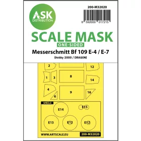  Art Scale - 1/32 Messerschmitt Bf 109E-4 & E-7 one-sided express masks for Hobby2000, Dragon, HGW kit