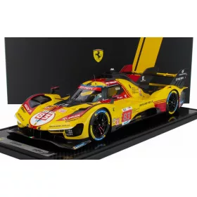   Bbr-Models - FERRARI 499P 3.0L TURBO V6 TEAM AF CORSE N  83 24h LE MANS 2024 ROBERT KUBICA - ROBERT SHWARTZMAN - YIFEI YE WITH SHOWCASE YELLOW RED