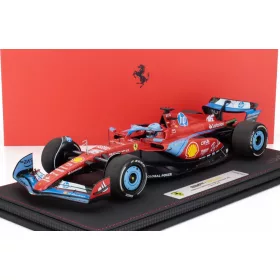   Bbr-Models - FERRARI F1  SF-24 TEAM SCUDERIA FERRARI N 16 3rd MIAMI GP 2024 CHARLES LECLERC WITH SHOWCASE RED LIGHT BLUE