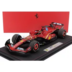   Bbr-Models - FERRARI F1  SF-24 TEAM SCUDERIA FERRARI N 16 WINNER MONZA ITALY GP 2024 CHARLES LECLERC WITH SHOWCASE RED BLACK