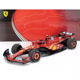   Bbr-Models - FERRARI F1  SF-24 TEAM SCUDERIA FERRARI N 55 3rd MONACO GP 2024 CARLOS SAINZ RED BLACK