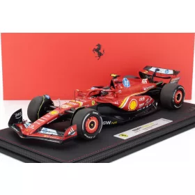   Bbr-Models - FERRARI F1  SF-24 TEAM SCUDERIA FERRARI N 55 3rd MONACO GP 2024 CARLOS SAINZ WITH SHOWCASE RED BLACK
