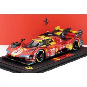   Bbr-Models - FERRARI 499P 3.0L TURBO V6 TEAM FERRARI AF CORSE N 50 WINNER 24h LE MANS 2024 ANTONIO FUOCO - MIGUEL MOLINA - NICKLAS NIELSEN WITH SHOWCASE RED YELLOW BLACK