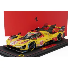   Bbr-Models - FERRARI 499P 3.0L TURBO V6 TEAM AF CORSE N  83 24h LE MANS 2024 ROBERT KUBICA - ROBERT SHWARTZMAN - YIFEI YE WITH SHOWCASE YELLOW RED