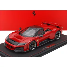  Bbr-Models - FERRARI F80 2024 - CARBON SILVER RIMS WITH SHOWCASE ROSSO CORSA - RED BLACK