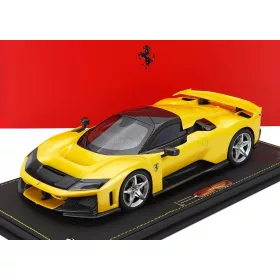   Bbr-Models - FERRARI F80 2024 - SILVER RIMS WITH SHOWCASE GIALLO TRISTRATO - YELLOW MET BLACK