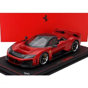   Bbr-Models - FERRARI F80 2024 - CARBON SILVER RIMS WITH SHOWCASE ROSSO SUPERCAR - RED MET BLACK