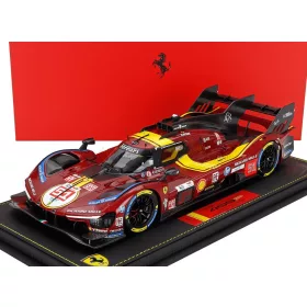   Bbr-Models - FERRARI 499P 3.0L TURBO V6 TEAM FERRARI AF CORSE N 51 3rd 24h LE MANS 2025 ALESSANDRO PIER GUIDI - JAMES CALADO - ANTONIO GIOVINAZZI WITH SHOWCASE RED YELLOW BLACK