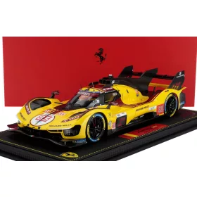   Bbr-Models - FERRARI 499P 3.0L TURBO V6 TEAM AF CORSE N 83 WINNER 24h LE MANS 2025 ROBERT KUBICA - PHIL HANSON - YIFEI YE WITH SHOWCASE YELLOW RED BLACK