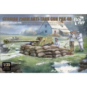Border Model - German 7,5cm Pak40 AT gun harcjármű makett