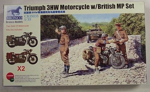 Bronco Models - Triumph 3HW Motocycle w/MP Figure Set