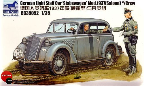 Bronco Models - German Light Staff Car Stabswagen Mod. 1937(Saloon)w/crew (2 Figures)