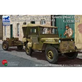   Bronco Models - US GPW 4x4 Light Utility Truck w/37mm Anti-Tank Gun M3A1 harcjármű makett
