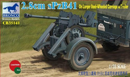 Bronco Models - 2.8cm sPzb41 On Larger Steel-Wheeled carriage w/Traile