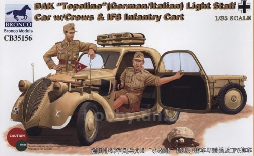 Bronco Models - DAK Topolino (German-Italian)Light Staff Car w/Crew & IF8 Intantry Cart