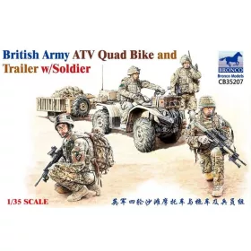   Bronco Models - British Army ATV Quad Bike and Trailer w/Soldier harcjármű makett