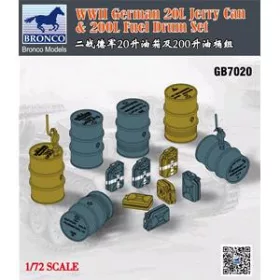   Bronco Models - WWII German 20L Jerry Can   200L Fuel Drum Set