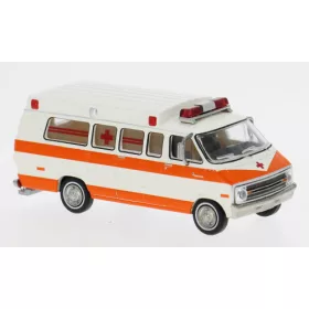 Brekina - Dodge B 200 Ambulance weiss/dunkelorange 1975