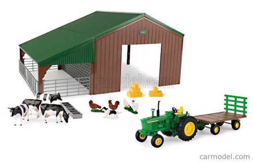 Britains - John Deere 4020 Tractor 1968 With Animals And Farm Building - Diorama Stalla Con Animali Green