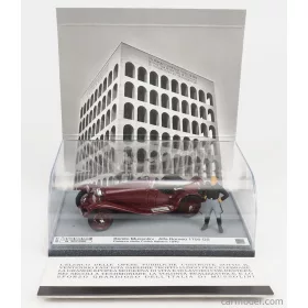   Brumm - Alfa Romeo 1750Gs Spider With Mussolini Figure - Palazzo Della Civilta  Italiana Roma 1940 Bordeaux
