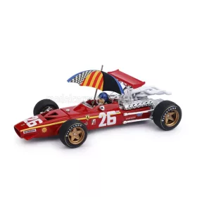   Brumm - FERRARI F1  312 N 26 WINNER FRANCE GP 1968 JACKY ICKX - WITH PILOT FIGURE AND UMBRELLA RED WHITE