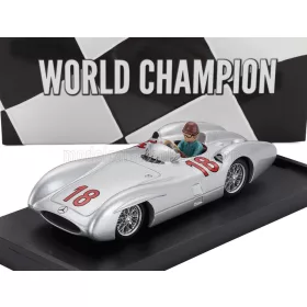   Brumm - MERCEDES BENZ F1  W196C N 18 WORLD CHAMPION SEASON 1954 JUAN MANUEL FANGIO - WITH DRIVER FIGURE SILVER