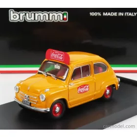   Brumm - Fiat 600 I Series Veicolo Publicitario Coca-Cola Olimpiadi Di Roma 1960 Yellow