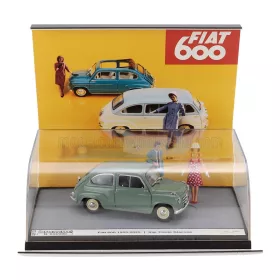   Brumm - FIAT DIORAMA 600 BERLINA 1-SERIES WITH FIGURES 1955 - 70th ANNIVERSARIO 2025 - IL CAPOLAVORO DI DANTE GIACOSA VERDE CHIARO - GREEN