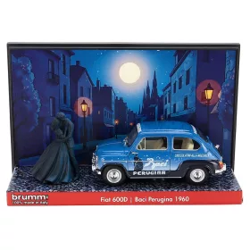   Brumm - FIAT DIORAMA 600D BERLINA BACI PERUGINA WITH FIGURES 1960 BLUE BLACK