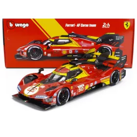   Burago - FERRARI 499P 3.0L TURBO V6 TEAM FERRARI AF CORSE N 50 WINNER 24h LE MANS 2024 ANTONIO FUOCO - MIGUEL MOLINA - NICKLAS NIELSEN RED