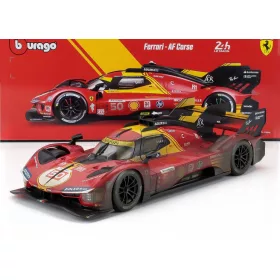   Burago - FERRARI 499P 3.0L TURBO V6 TEAM FERRARI AF CORSE N 50 WINNER 24h LE MANS (AFTER RACE VERSION) 2024 ANTONIO FUOCO - MIGUEL MOLINA - NICKLAS NIELSEN RED