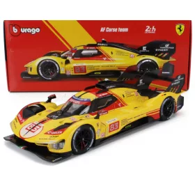   Burago - FERRARI 499P 3.0L TURBO V6 TEAM AF CORSE N  83 24h LE MANS 2024 ROBERT KUBICA - ROBERT SHWARTZMAN - YIFEI YE YELLOW RED