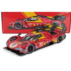   Burago - FERRARI 499P 3.0L TURBO V6 TEAM FERRARI AF CORSE N 51 3rd 24h LE MANS 2024 ALESSANDRO PIER GUIDI - JAMES CALADO - ANTONIO GIOVINAZZI RED
