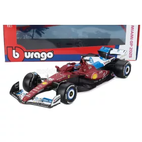   Burago - FERRARI F1  SF-25 TEAM SCUDERIA FERRARI N 16 MIAMI GP 2025 CHARLES LECLERC RED WHITE BLUE